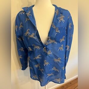 **J.Crew** Blue Zebra-Print Shirt